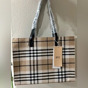 BÉIS The Work Tote RARE and Discontinued color Plaid